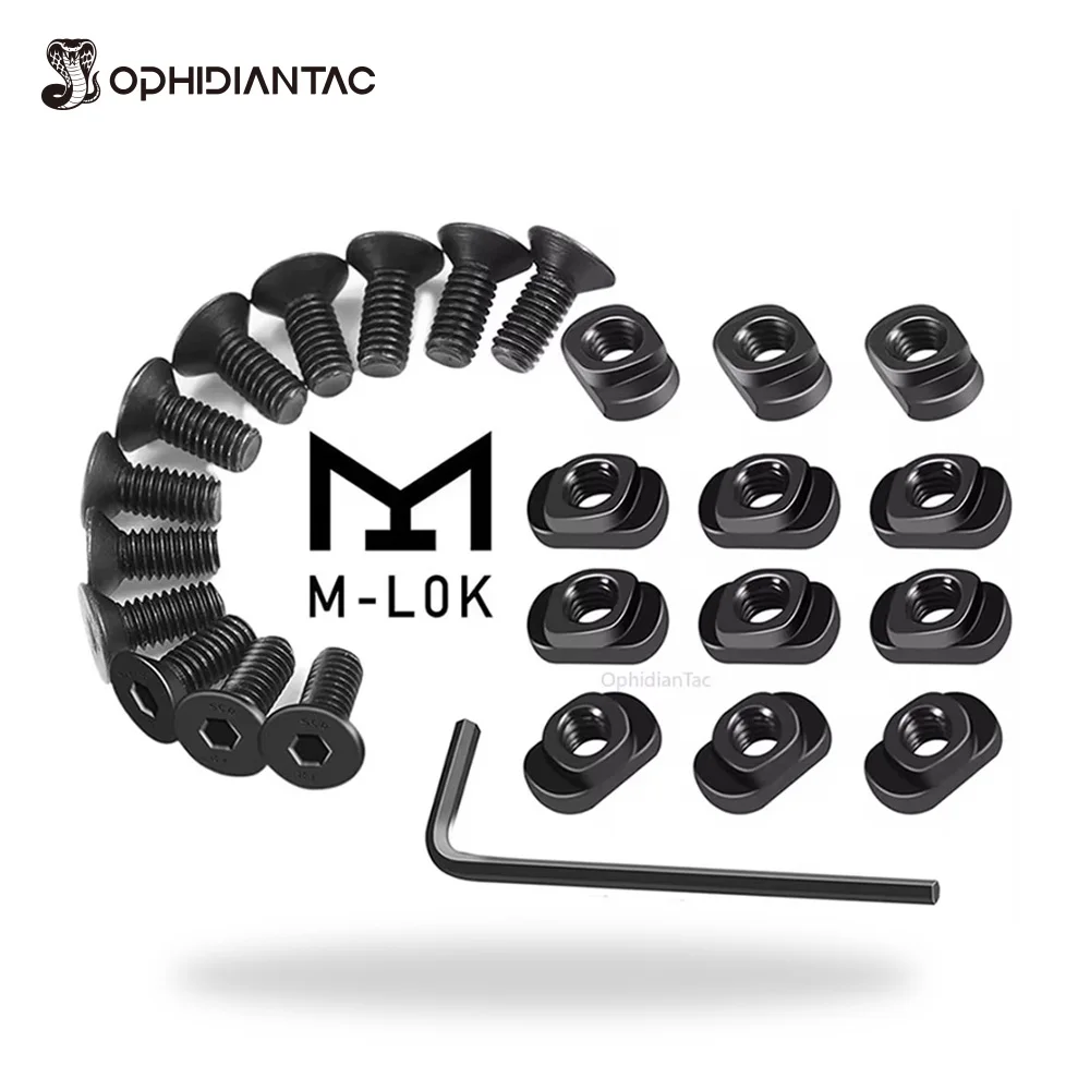 OPHIDIANTAC M-LOK10 шт., сменные рельсы для винтов и гаек, сменный винт с Т-образной гайкой для MLOK, секции рельсов для охотничьего ружья