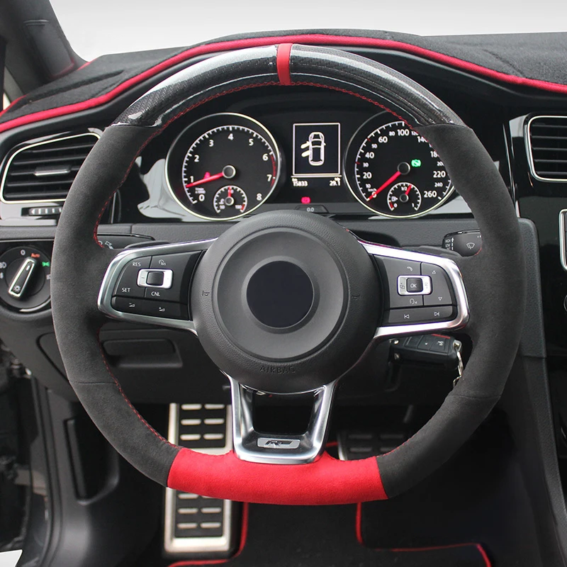 フォルクスワーゲンゴルフ用ステアリングホイールカバー,100% 本物,vw