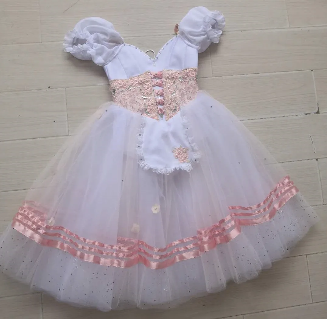 Professional High Quality New Design Kids Girls Performance Wear Hot Sale Light Pink Green Long Romantic Tutu