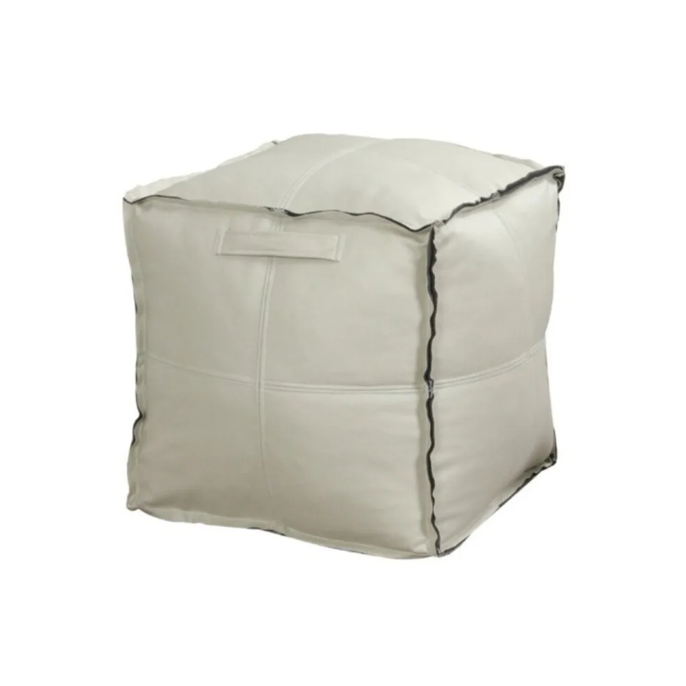 PU Leather Round Lazy Sofa Covers Large Capacity Unstuffed Bean Bag Cover Removable Soft Sofa Footstool Cover Corner