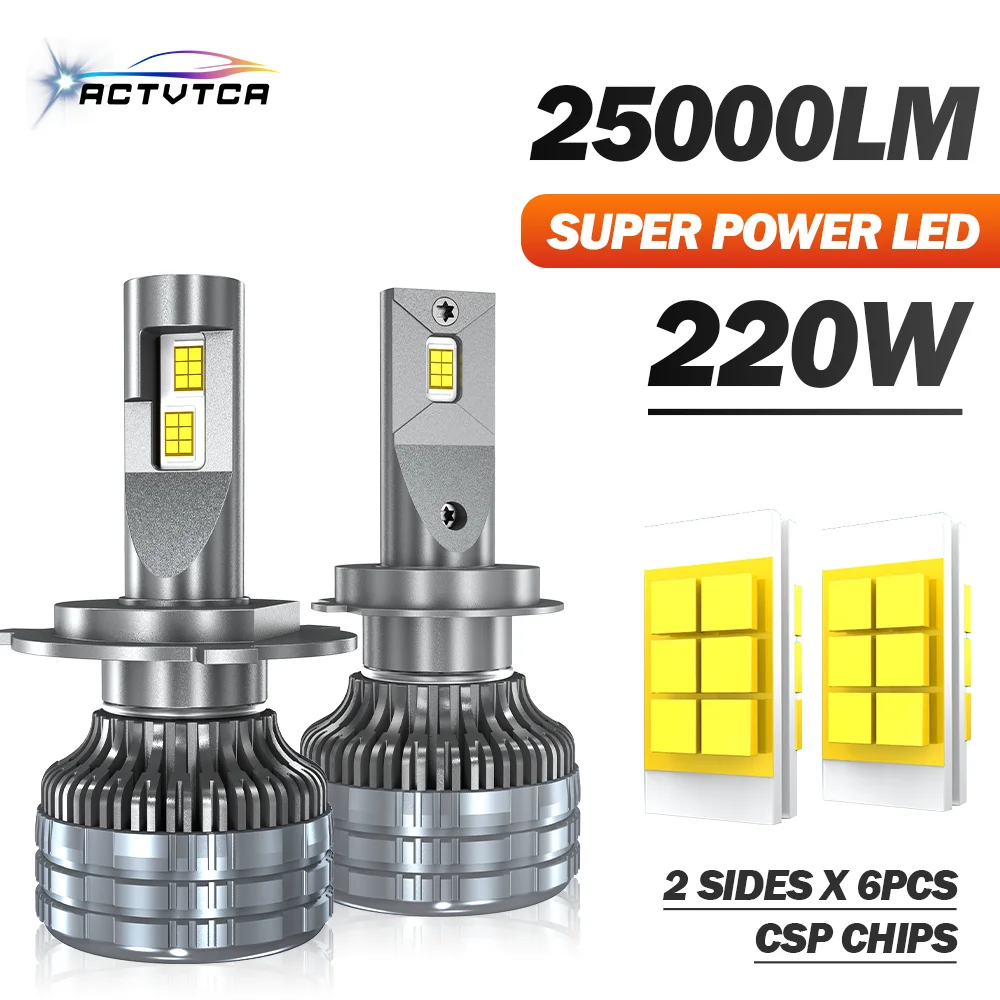 

ACTVTCA 220W 25000LM Super Bright H4 LED Headlight Bulbs H7 H1 H11 H8 H9 HB3 9005 HB4 9006 CANBUS No Error 6000K Lamp Car lights