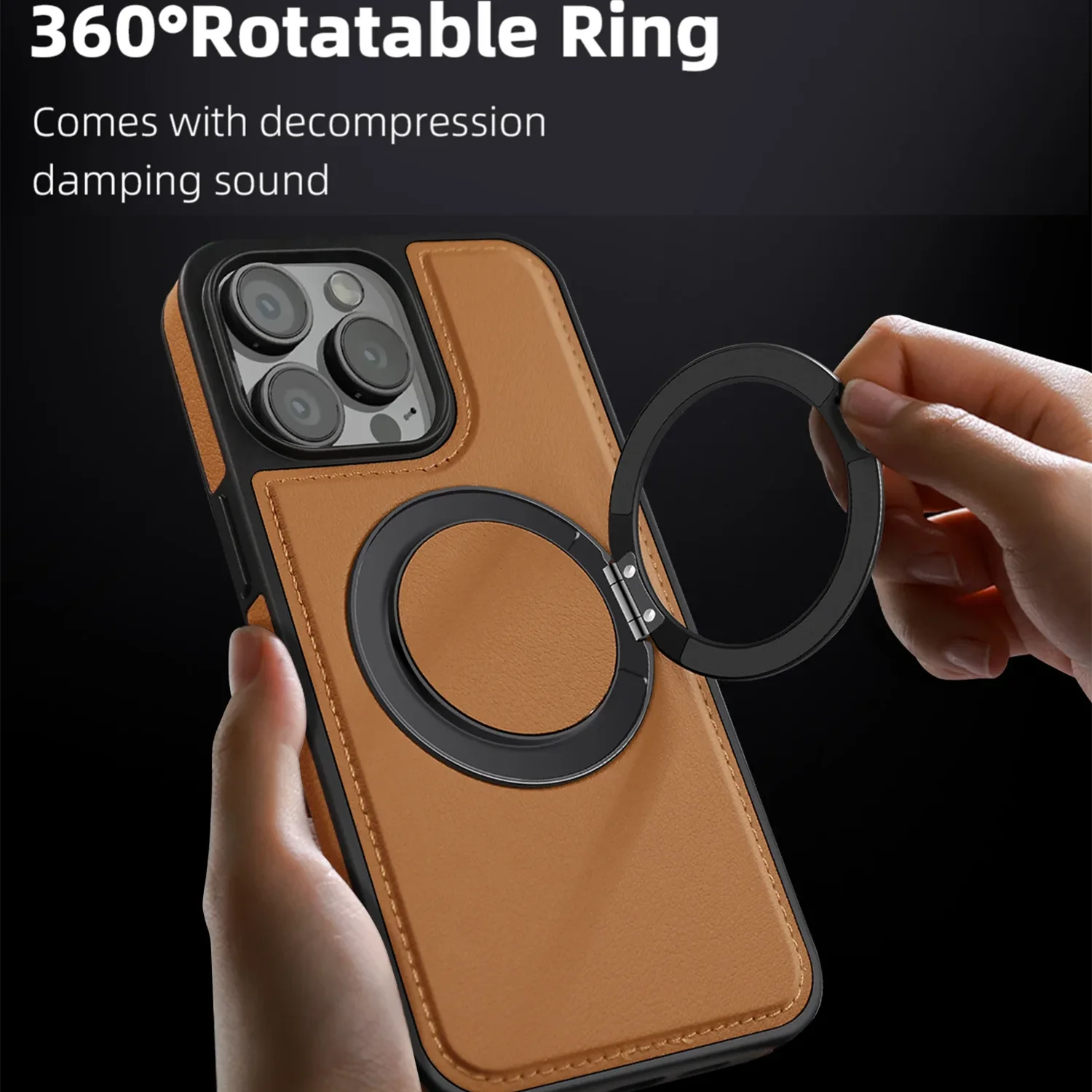 Luxuriöse magnetische Ledertasche mit Metallnähten für iPhone 17 Air 16E 16 Pro Max 15 14 Plus 13 12 Pro Max 360 Stand-Telefonabdeckung