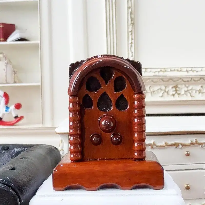 1/12 casa de muñecas Vintage simulación Radio de madera modelo casa de muñecas muebles en miniatura decoración casa de muñecas accesorios de decoración del hogar