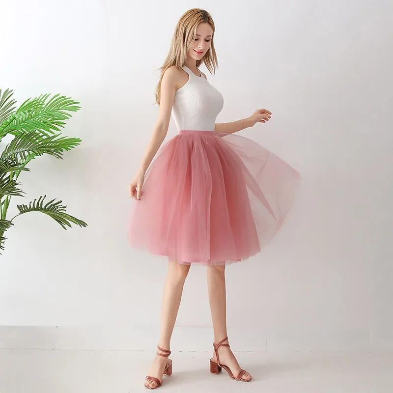New Pink High-waisted Gauze Puffy Skirts Soft Yarn Fashion Tutu Short Skirt Women Dress