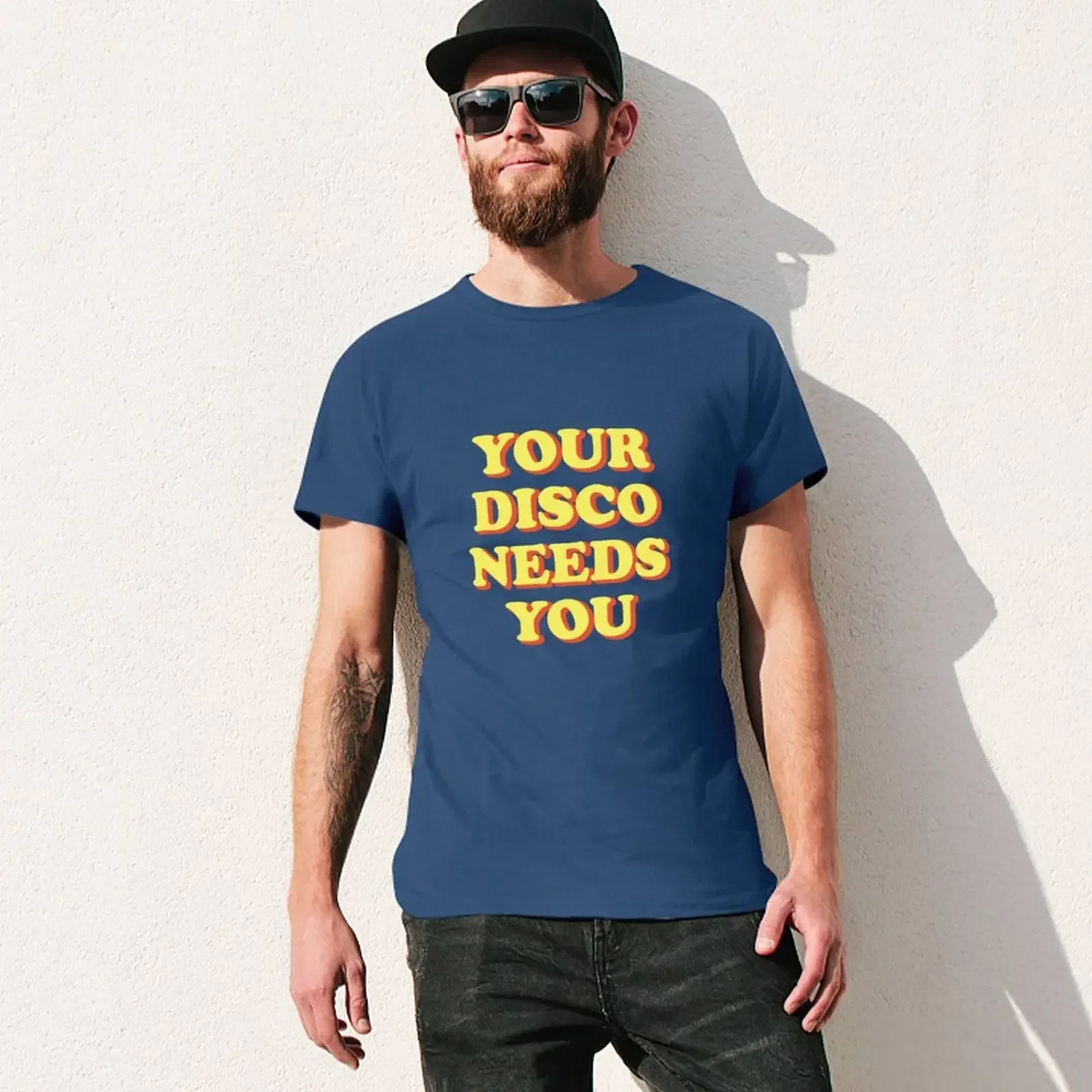 Your Disco Needs You Print T-Shirt quick drying blue archive graphic t shirt vintage blanks men clothing image 3
