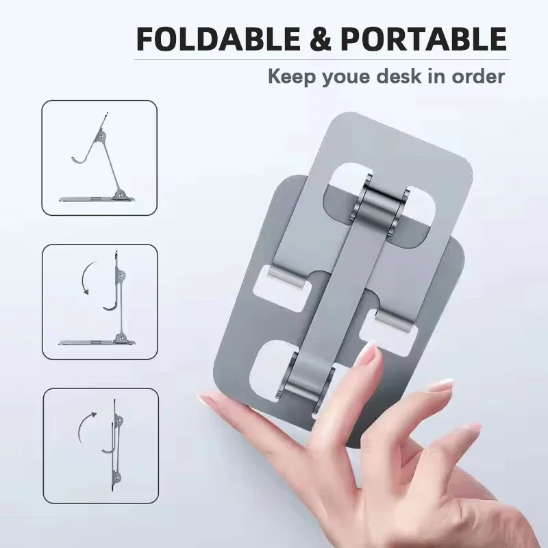 VIKEFON Aluminum Alloy Portable Tablet Holder For iPad Adjustable Flexible Folding Lazy Desktop Live Mobile Phone Stand Mount