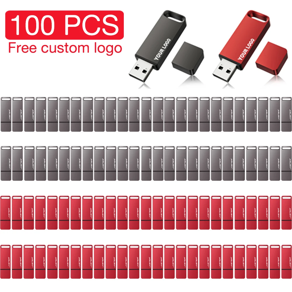 100PCS Lot USB Flash Drive 128GB Free Custom Logo Pen Drive 64GB 100 Pieces Mini Metal Memory Stick 32GB Wholesale Pendrive 16GB
