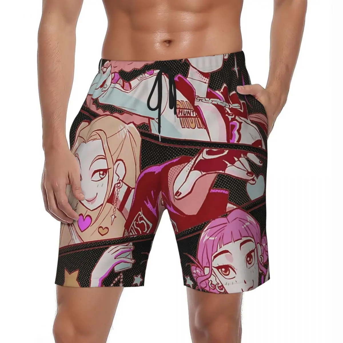 

Купальники Demon Hunters Huntrix Rumi Mira And Zoey Gym Shorts Летние пляжные шорты Мужские быстросохнущие плавки для бега и серфинга