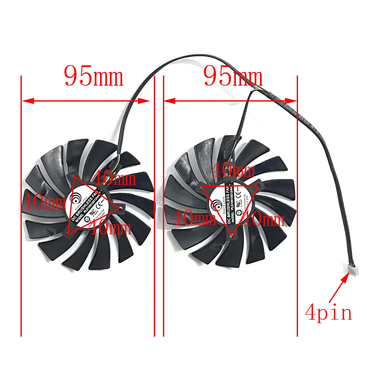 95 مللي متر 4PIN PLD10010S12HH GTX 980 970 GPU مروحة ل MSI R9 390 R9 380 R7 370 GTX 980 980Ti 970 960 950 الألعاب بطاقة الفيديو مروحة التبريد #2