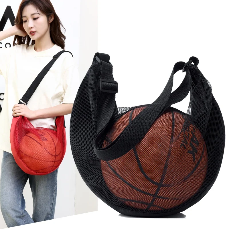

Large Capacity Basketball Bag Single Shoulder Crossbody Training Sports Backpack Mesh Cloth Breathable Youth Casual Style