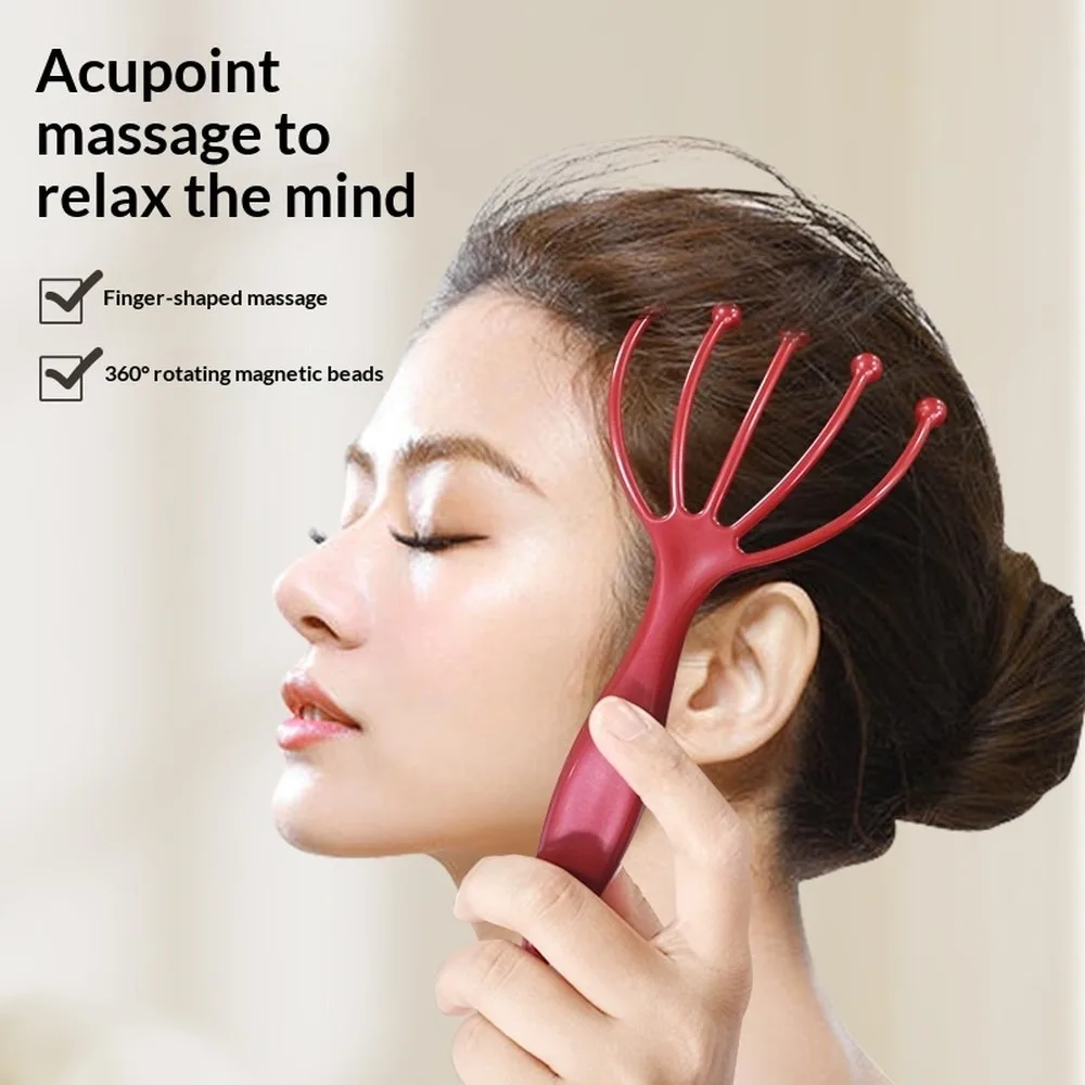 5-Claw Roller Magnetic Head Massager Scalp Stress Relief Therapy Comb for Deep Relaxation