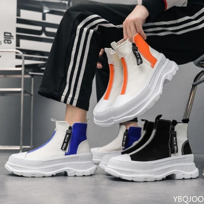 

2025 Большой размер, весенне-осенняя мужская обувь на толстой подошве, увеличивающая рост, нишевая трендовая универсальная повседневная мужская обувь с высоким берцем