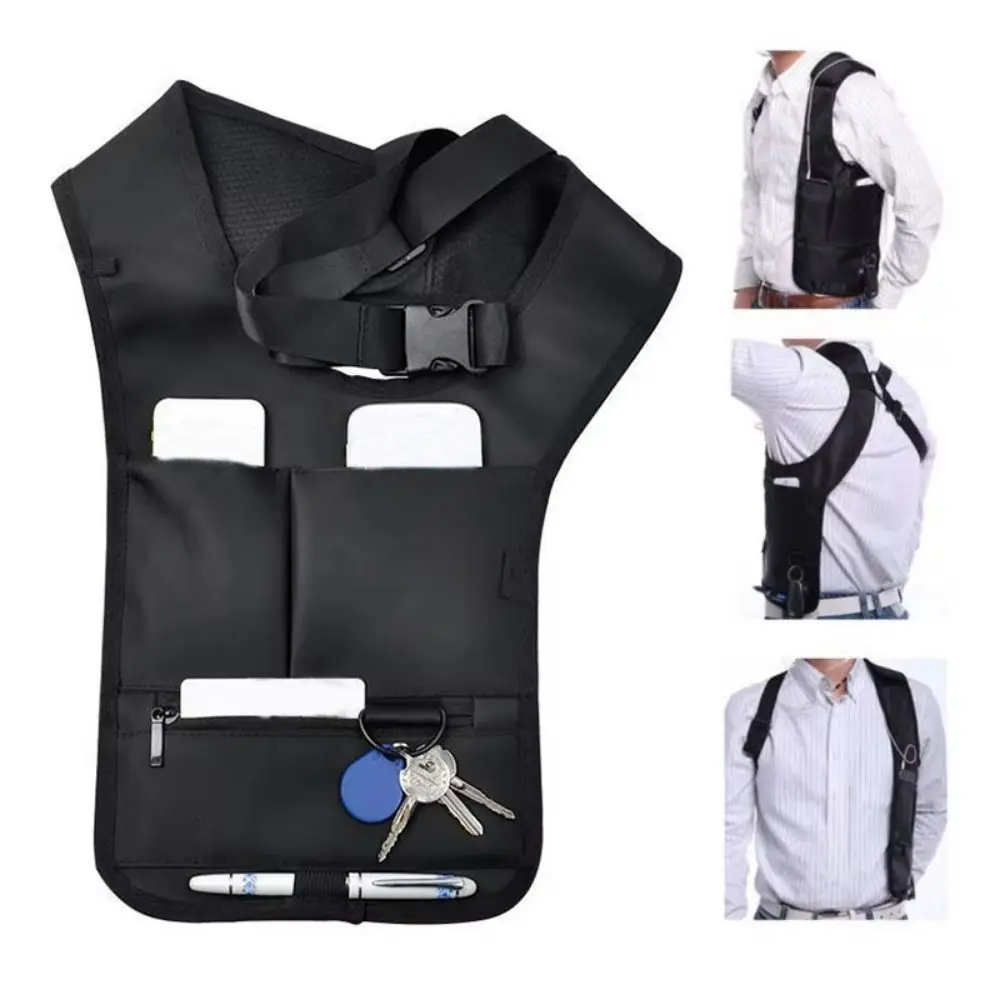 

Черная скрытая сумка через плечо с несколькими карманами, регулируемым ремнем, дышащая, портативная, для скрытого ношения