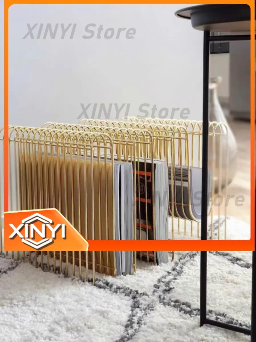 Nordic Simple Magazine Shelf for Creative Landing Metal Light Luxury Book Shelves for Sample Room Decoration Floor Frame
