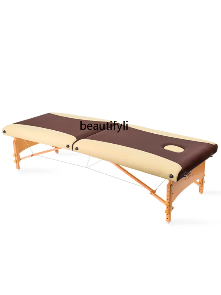 

Massage Couch Solid Wood Folding Beauty Acupuncture and Massage Special Tattoo Couch Portable Portable