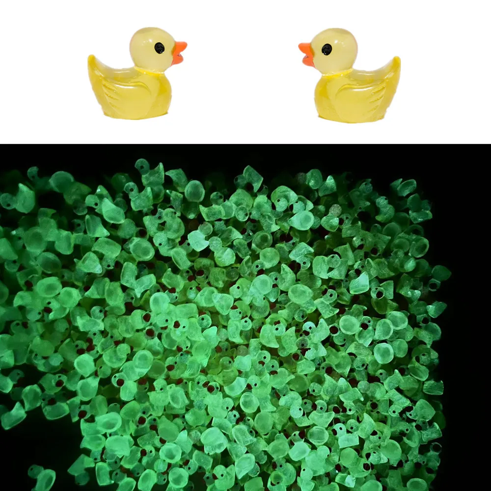 50Pcs Mini Yellow Ducks Luminous Duck Ornament Miniature Figures Tiny Duck Micro Fairy Garden Landscape Fairy Garden Home Decor