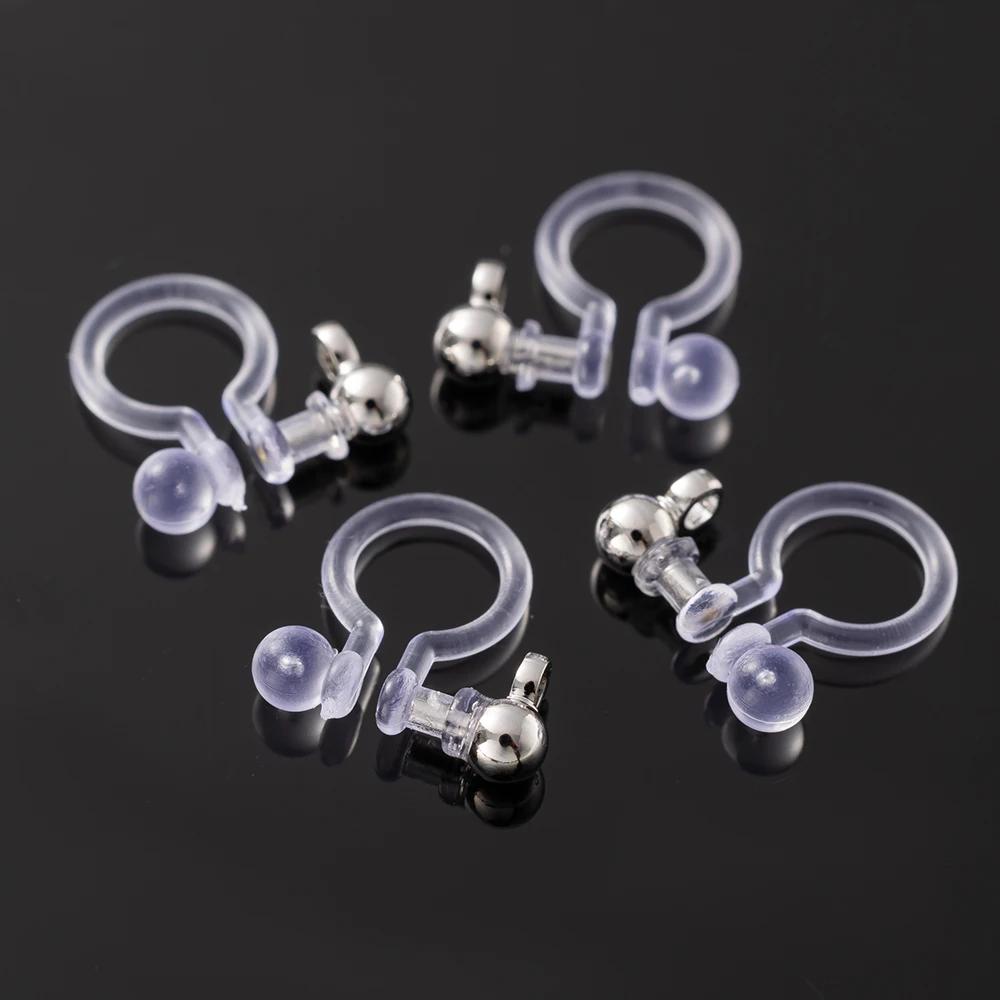 10/20Pcs Transparent U Shape Clip Base Earring Converter Silicon Pads DIY Women Non-Pierced Ears Components Jewelry Findings