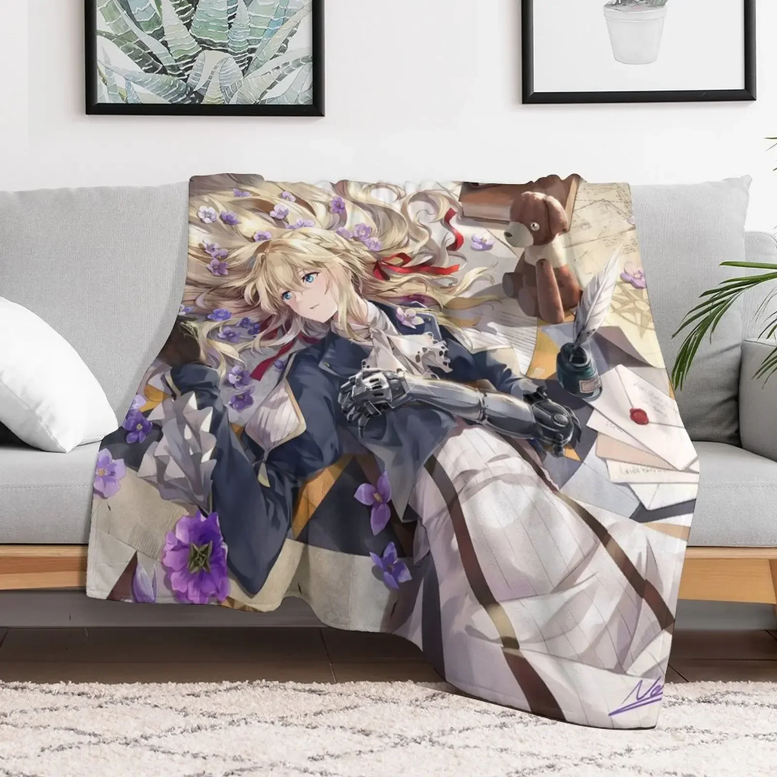 Violet Evergarden 4 Throw Blanket For Sofa Thin Multi-Purpose Luxury Thicken Thermal Blankets