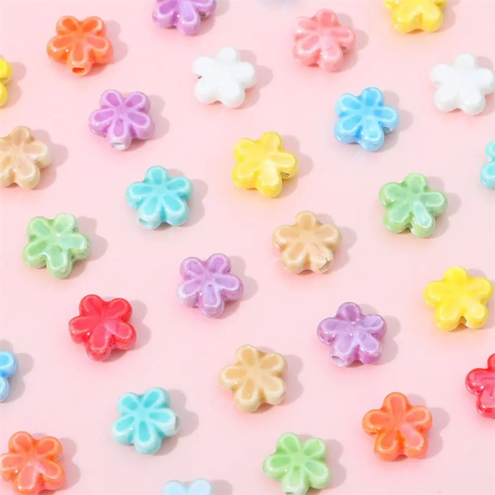 10 Stück handgefertigte, fünfblättrige Blumenperlen in frischen Farben, Keramik-Abstandshalter, lose Perlen, DIY-Zubehör für Halsketten und Ohrringe – Detail 9