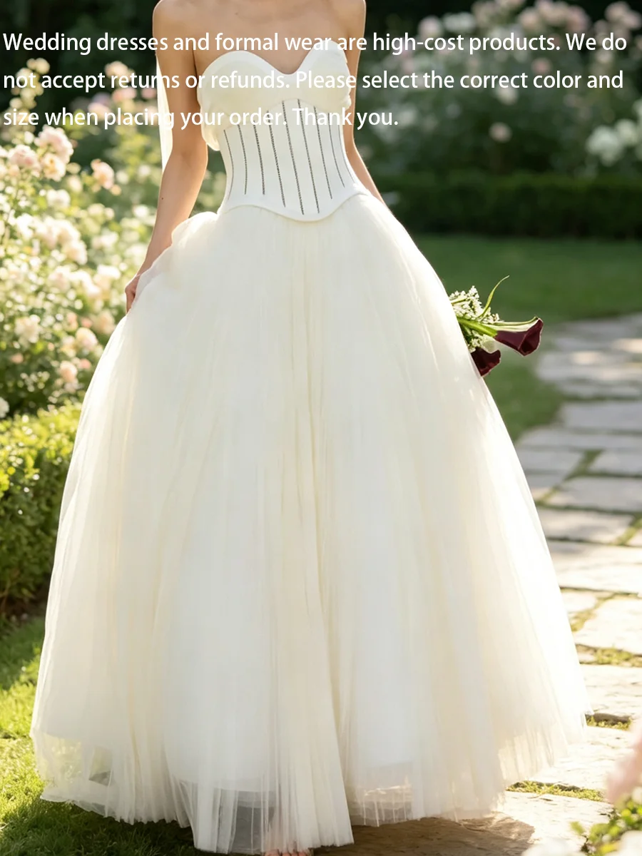 Modern Sweetheart Corset Sleeveless Basque A-Line Bride Wedding Dresses Bridal Gowns Customized