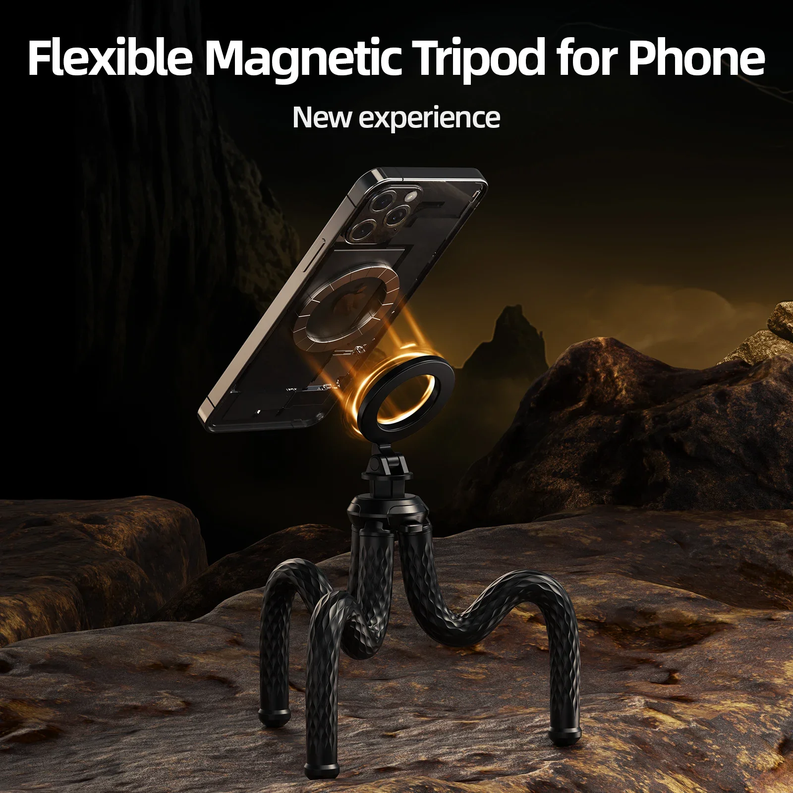 TELESIN Octopus Magnetic Tripod Phone Holder for iPhone 16 15 14 13 Pro Pro max HUAWEI SAMSUNG XIAOMI Quick Release Mini Tripod