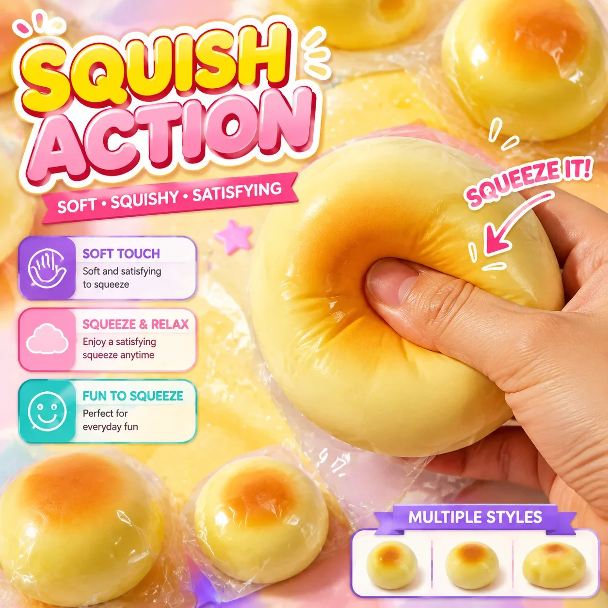 Squishy Simulated Milk Bread Slow Rising Fidget Toys Stress Relief Sensory Squeeze Anxiety Relief ADHD Autism TY