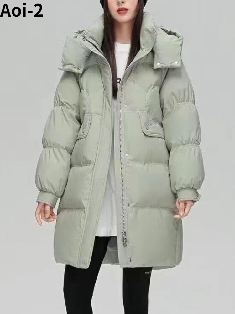 

Fashion Casual White Duck Down Jacket Women's 2023 Winter New High Quality Mid-Length Loose Large Size Thickened Warm Coat