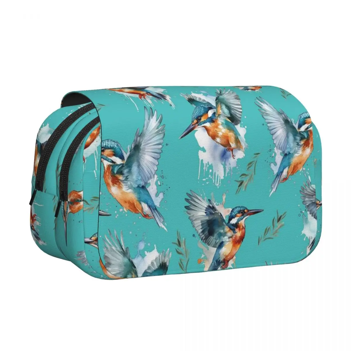 Kingfisher Pattern Pencil Cases Pencil Pouch Hard Shell Leather Big Capacity Pen Box Pencil Bag for Students Gifts