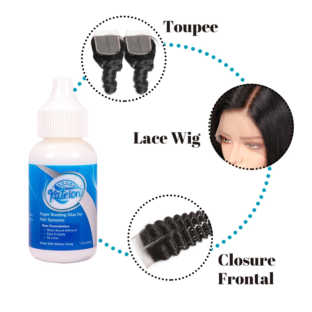 1.3oz Waterproof Lace Wig Glue Strong Hold Hair Glue For Hair Systems White Liquid Adhesive Glue For Toupee Durable Weave Glue