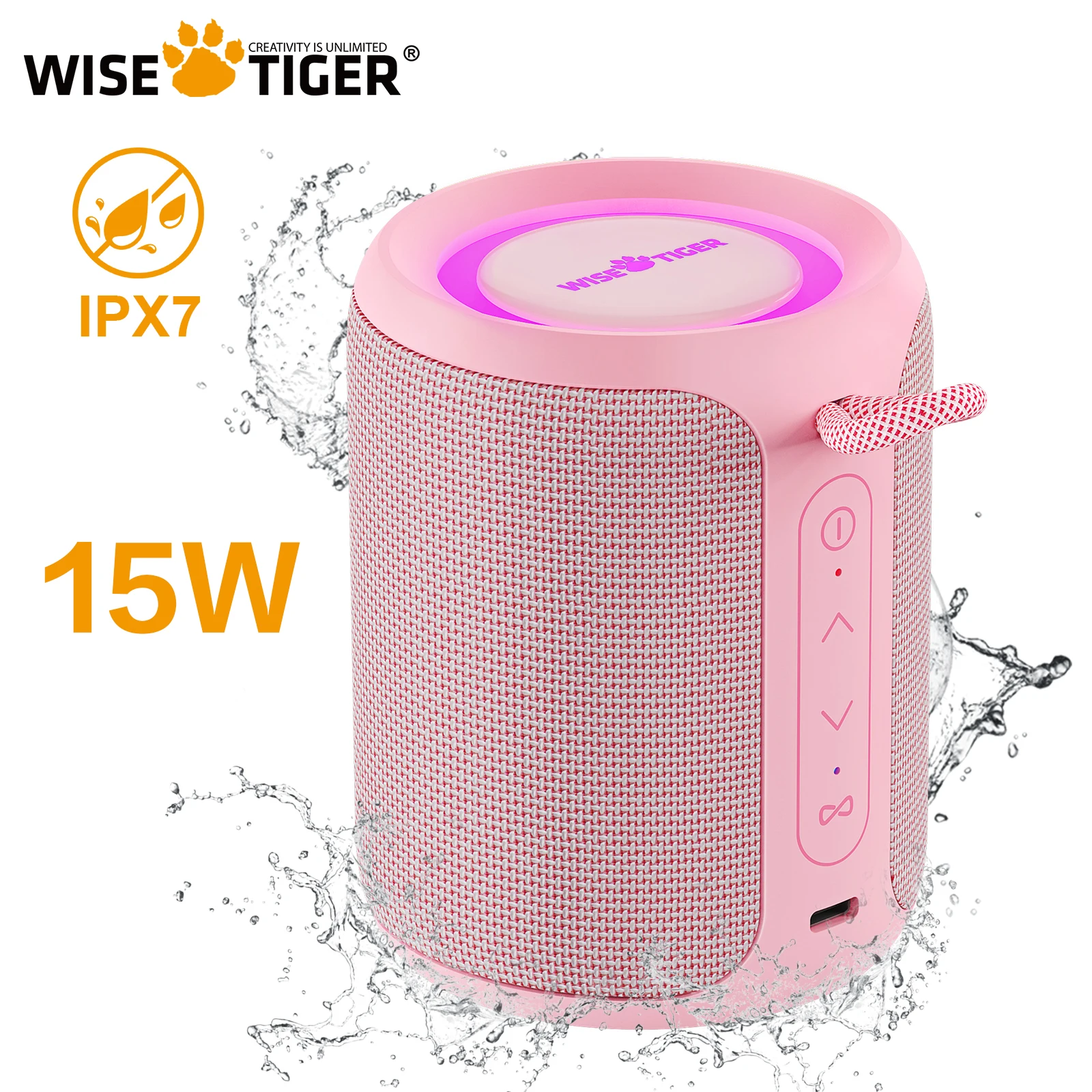 WISETIGER-minialtavoz portátil P1S, caja de sonido resistente al agua IPX7, conexión de graves Boost, TWS, BT5.3, luces RGB de 15W, los mejores