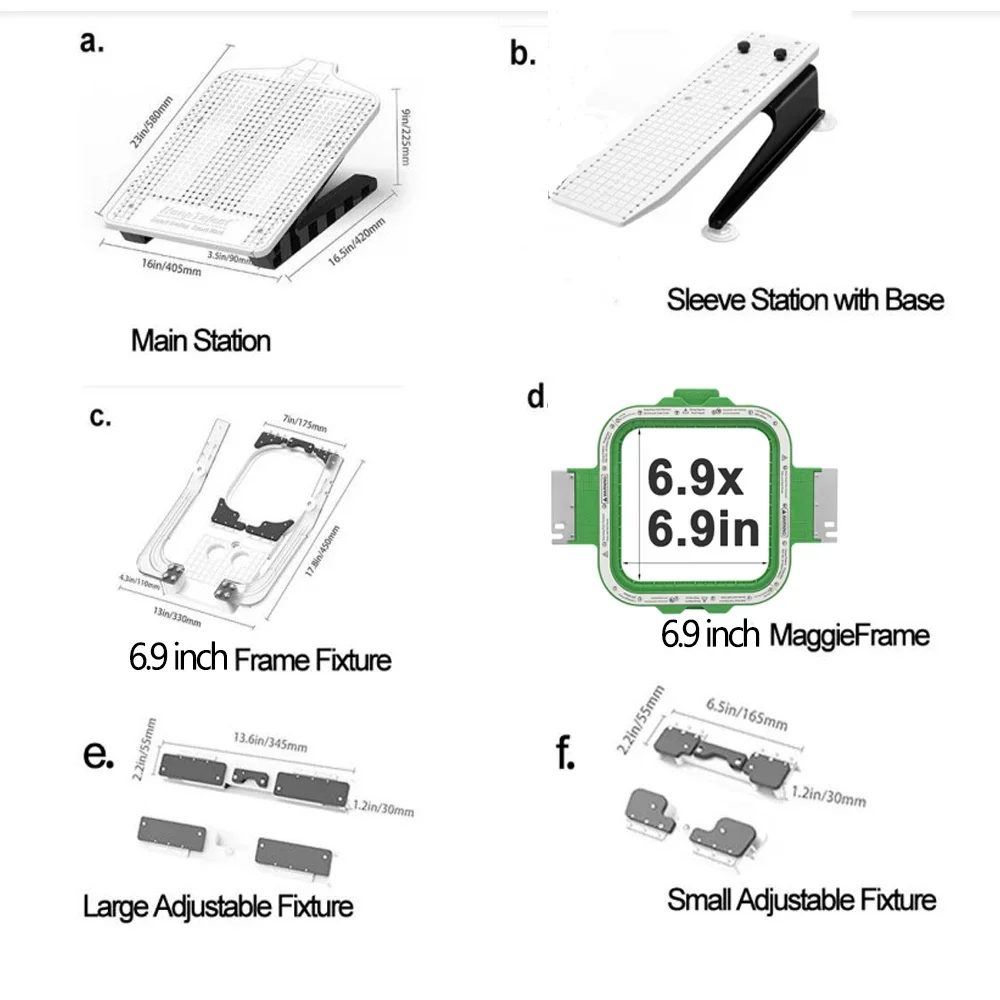 

-Hoop Talent Adjustable Hooping Station Kit for Brother Tajima Ricoma BAI Happy Melco ZSK Janome Barudan Embroidery Machine