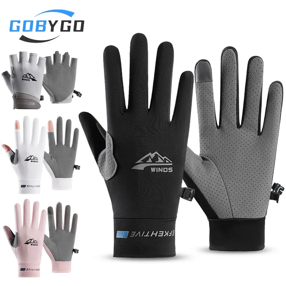 AliExpress gobygo GOBYGO Summer Sun Protection Gloves Touchscreen Resistant Outdoors Mountaineering Hiking Fishing Biking Exposed Fingers Gloves