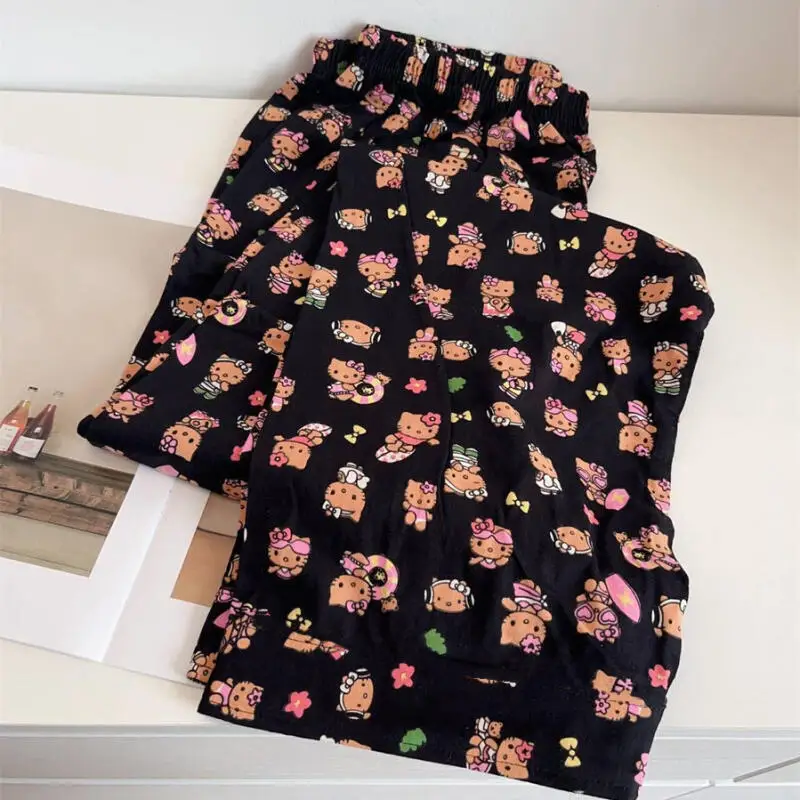 

Sanrios Kawaii Pajama Pants Hello Kittys Cartoon Trousers Warm Loose Soft Casual Hot Sale Print Creative Gift for Girlfriend