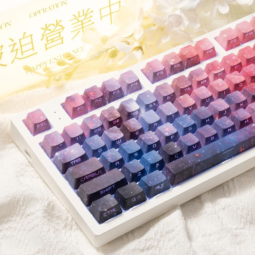 

134 Keys PBT Keycaps Dreamy Nebula OEM Height 5 Sides Dye Sublimation Side Print Backlight Mechanical Keyboard ANSI WKL AULA F75