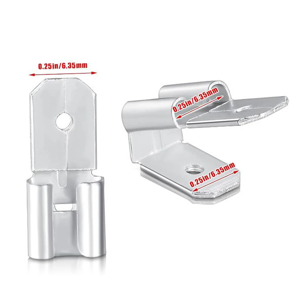 6.35mm Double Ended Insert Terminals 100pcs Tin Plated Copper for Solderless Crimping on Copper Cables Up to 6.35mm