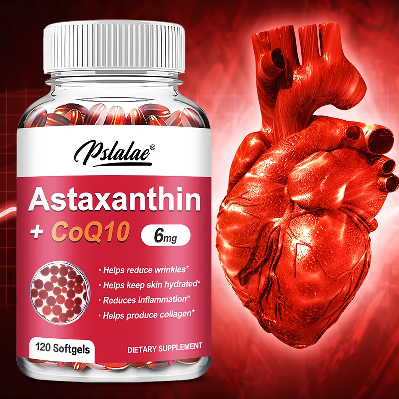 

Astaxanthin + CoQ10 Capsules - Cell Energy Metabolism, Promotes Blood Circulation, Supports Skin Antioxidant, Enhances Immunity