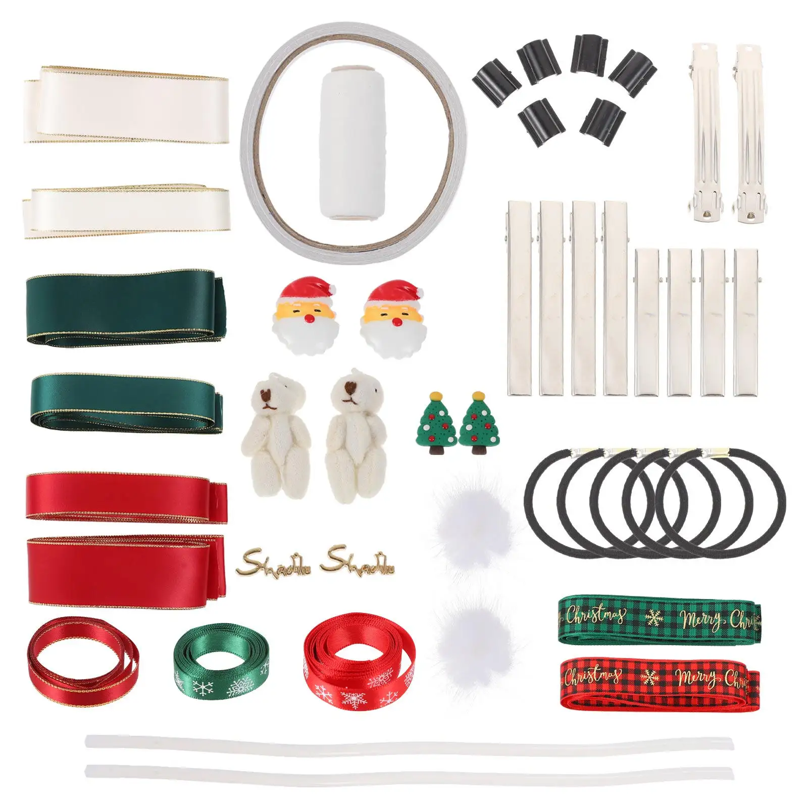 

Набор для изготовления новогодних заколок для волос своими руками: ленты, банты и аксессуары для декора рождественских головных уборов