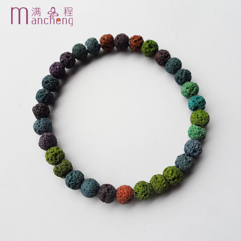 fnaf 2 rupee item Bohemia 6MM Multicolor Natural Volcano Pulseras Mujer Buddha Strand Lava Beads Bracelet Unisex Mother Kids