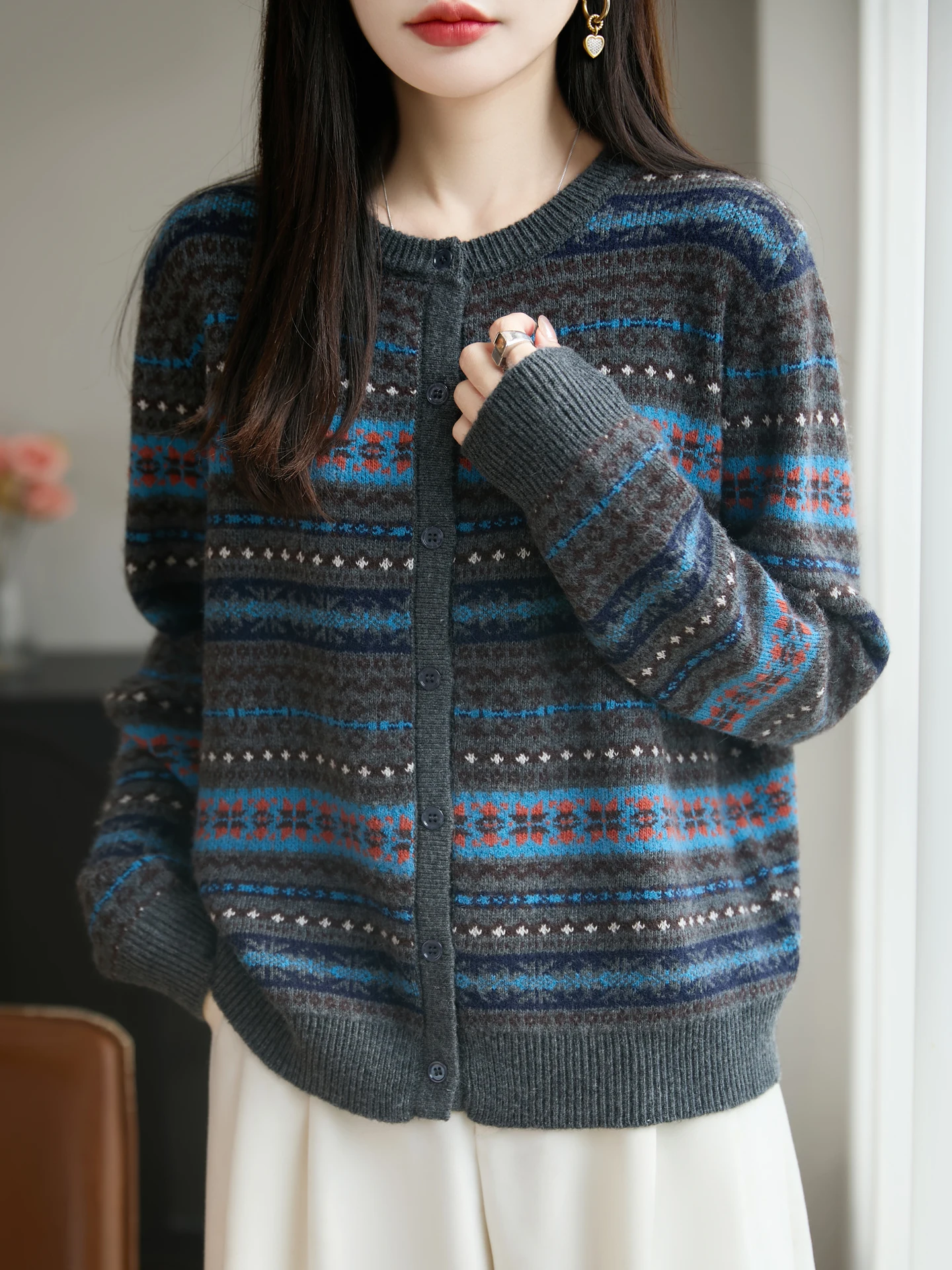 Neue Mode Herbst Winter Frau Pullover Elegante Weibliche Merino Wolle Strickwaren Retro Dicke Strickjacke Dame Langarm Kleidung Tops