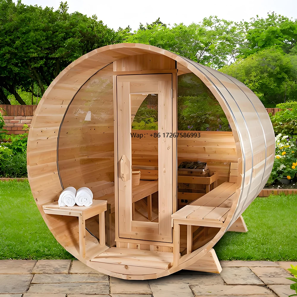 Solid Wood Outdoor Steam Barrel Shower 220v Wet Steam Function with Control Panel Sauna & Swim Spa Accessory