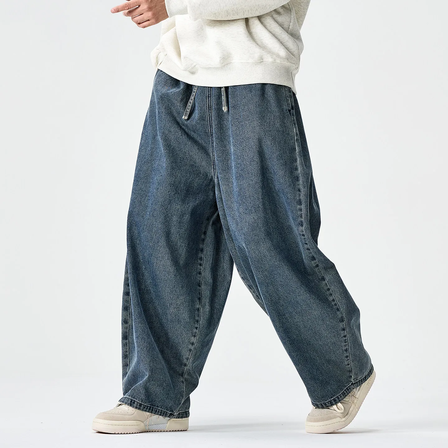 Herren Frühlings-Jeans Streetwear Lässige Gewaschene Baggy Jeans Y2K Mode Hosen Übergroße Harajuku Punk High-Waist-Hosen