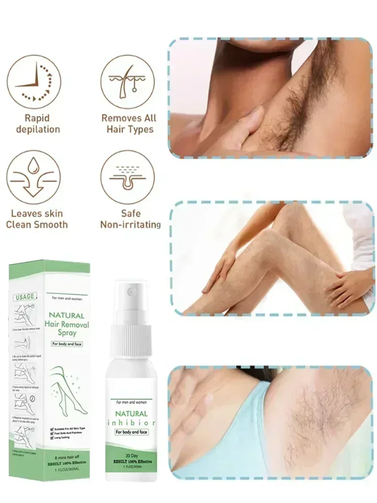 Hair Removal Cream Spray for Women Permanent Hair Inhibition Painless Body Hair Removal Spray for legs, hands, underarm & back