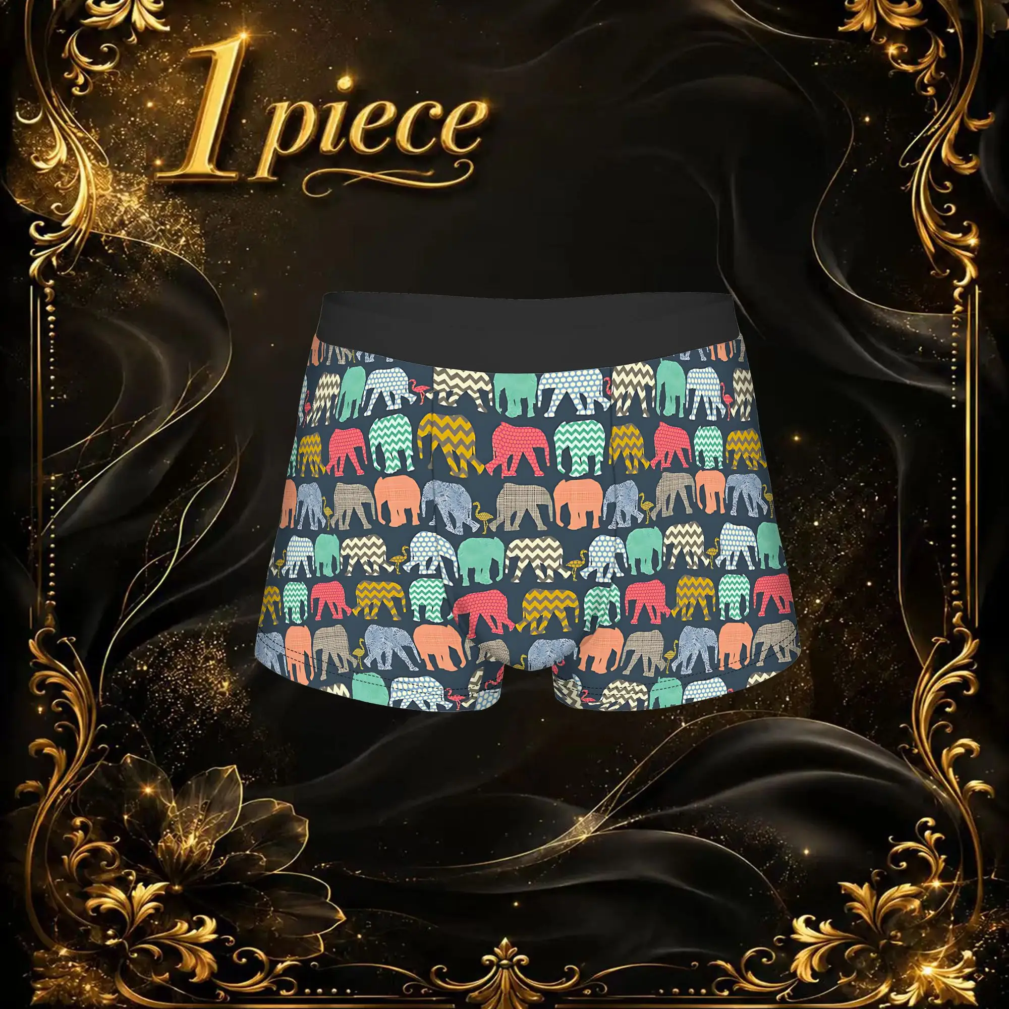 1pc Popular Baby Elephants And Flamingos boxers  Novelty Panties Men's Underwear Ventilate Shorts Boxer Briefs