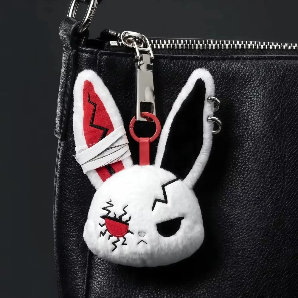 Plush Gothic Bunny Keychain for Women Bag Pendant Decor Cute Plush Bully Rabbit Car Keychain Party Gifts Keychain Accessories