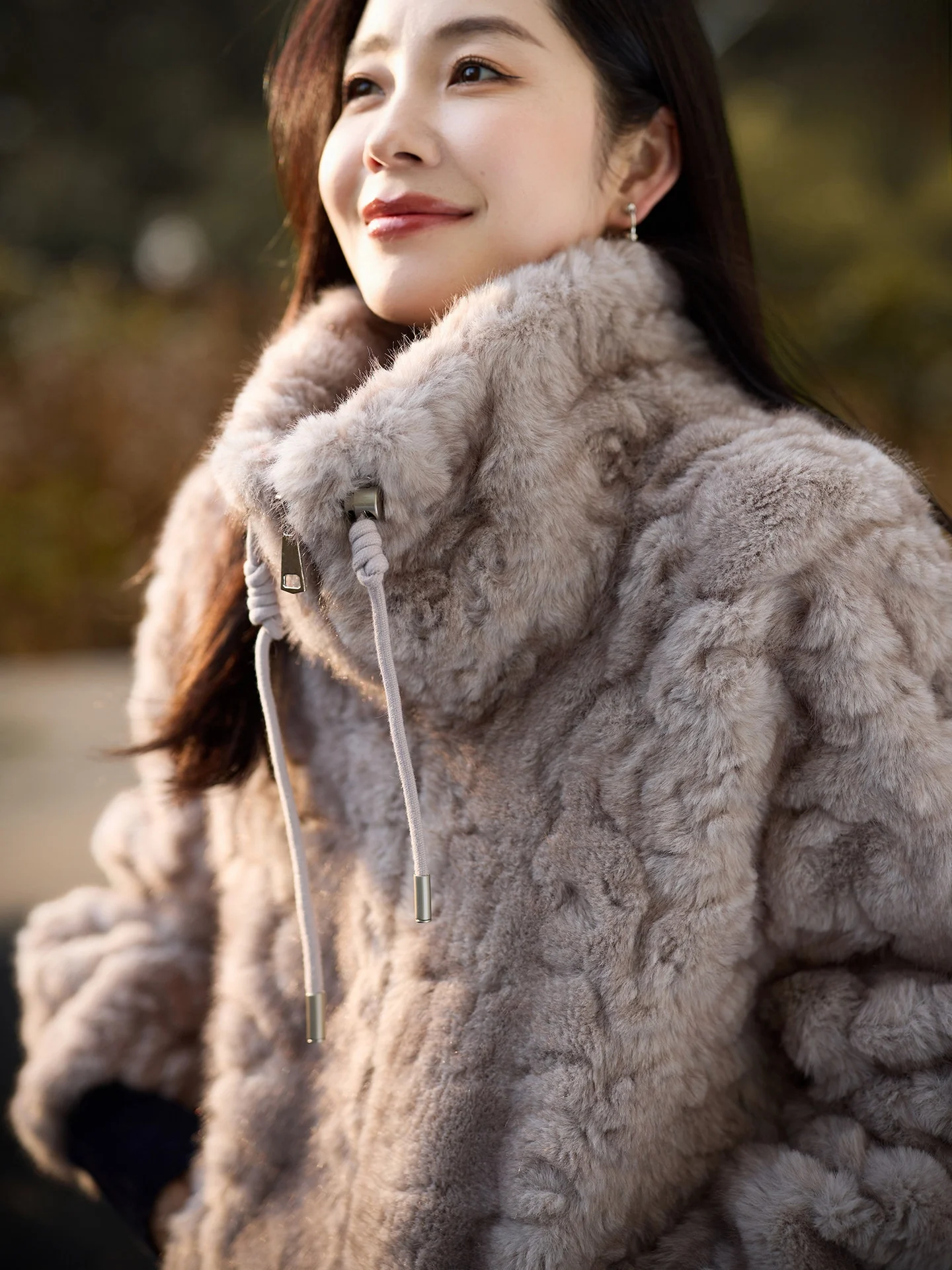 

Thiened Stand Collar Fur Leather Inteated Outerwear Women's plus Size Loose Fit Street Sle Long Sve Coat by SuMu