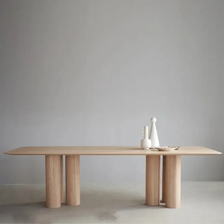 Nordic Italian minimalist light luxury dining table log modern simple office conference table rectangular family multi-person