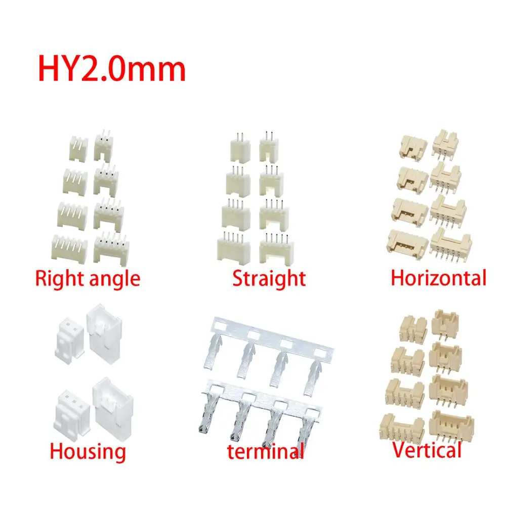 10pcs/lot NEW HY2.0 2.0mm HY2.0mm Connector Socket Pin Header straight Right angle Vertical Horizontal JST Housing terminal