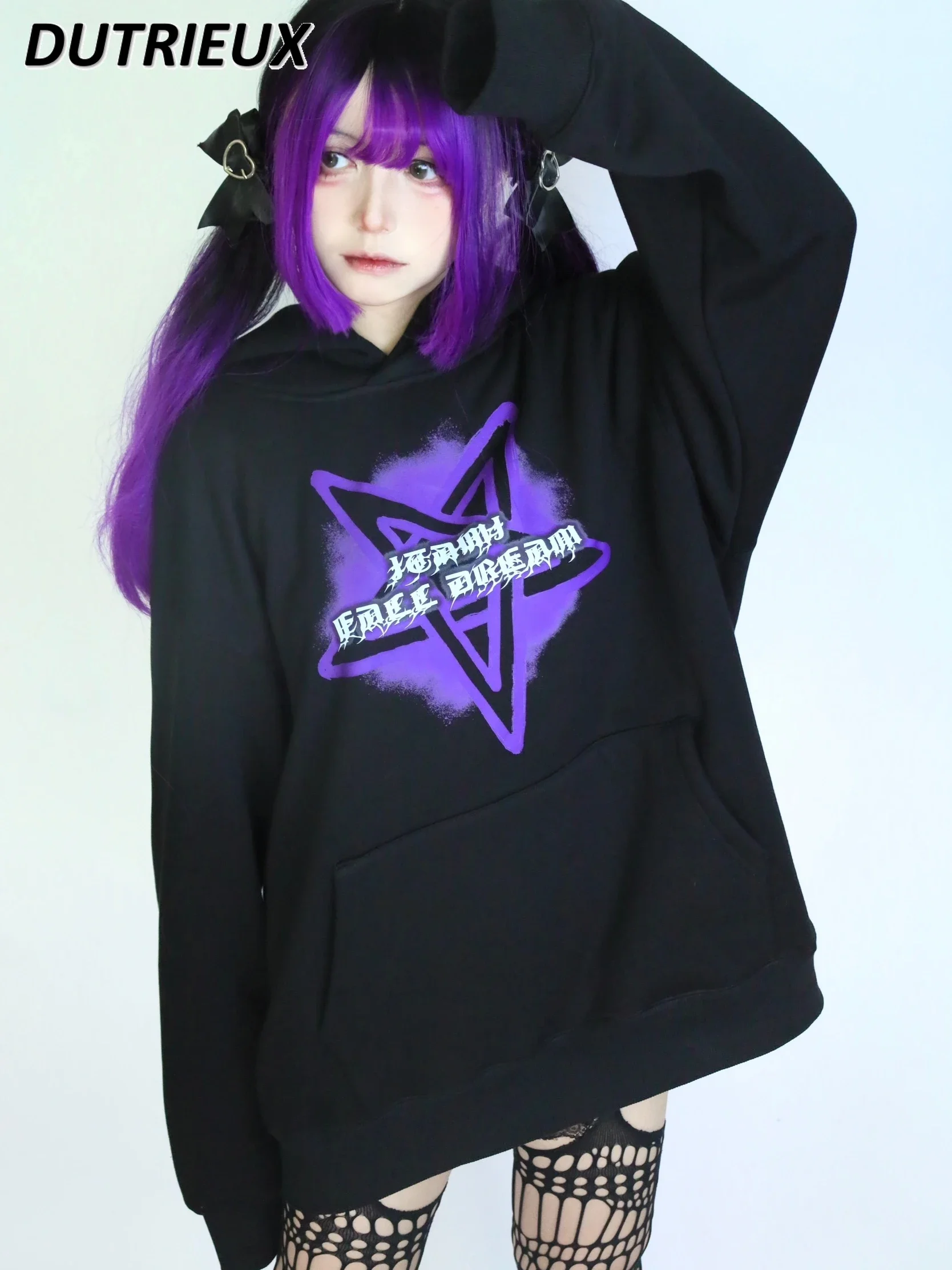 Woimen's lässiges Sweatshirt Gothic Subculture Mine Serie japanischen Stil Herbst und Winter Damen Tops übergroße lose Hoodies