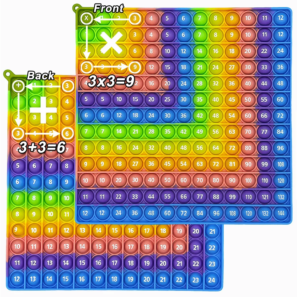 Multiplication 12x12 Addition 12+12 Math Games Board, Quick Push Pop Montessori Educational Teaching Manipulatives Stationery