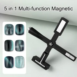 5 in 1 Nail Art Magnet Stick With Silicone Cat Eye Magnetic For Nail Gel Polish Line Strip Flower Multifunction Nail Magnet Tool